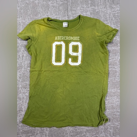 Abercrombie & Fitch Tops - Vintage Abercrombie and Fitch Single Stitch 09 Green Fitted Y2K Kidcore T Shirt